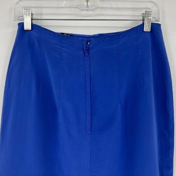 August Silk Womens 10 100% Silk Blue Skirt Zip Woven Career Workwear - Picture 6 of 7